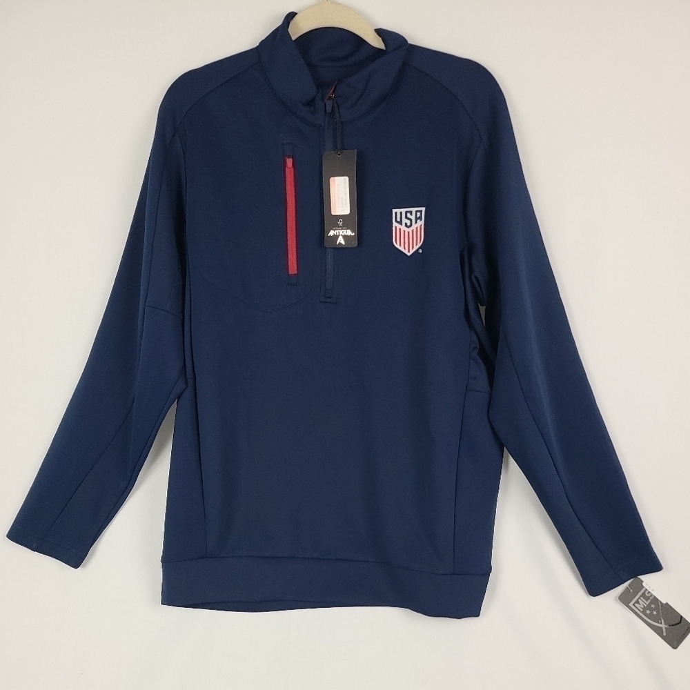 USA Antigua Royal Blue Generation Quarter -Zip Pullover Jacket NWT
